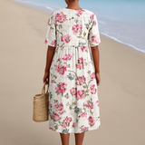 Aisling — Vintage Floral Linen Style Dress