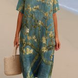 Linda — Floral Dress in Aqua Green