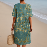 Linda — Floral Dress in Aqua Green