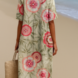 Joanne — Floral Dress with Leaves and Mandala