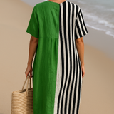 Ella — Vibrant Green Dress with Black Stripes