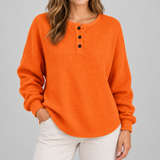 Doireann — Cosy Waffle-Knit Henley Jumper