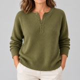 Éadaoin — Knitted Henley Button-Up Jumper