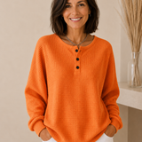 Doireann — Cosy Waffle-Knit Henley Jumper