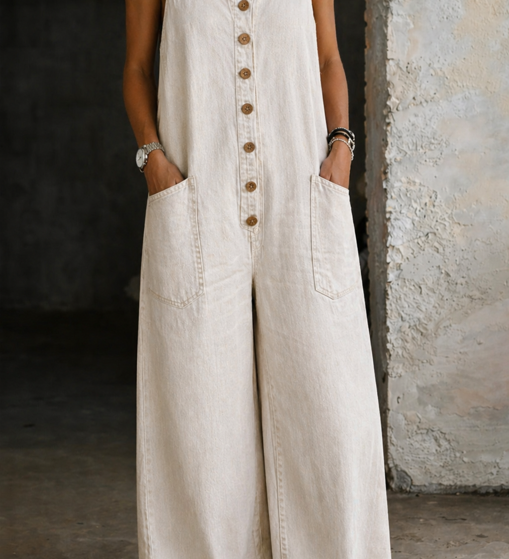 Áine — Vintage Washed Cotton Denim Overalls