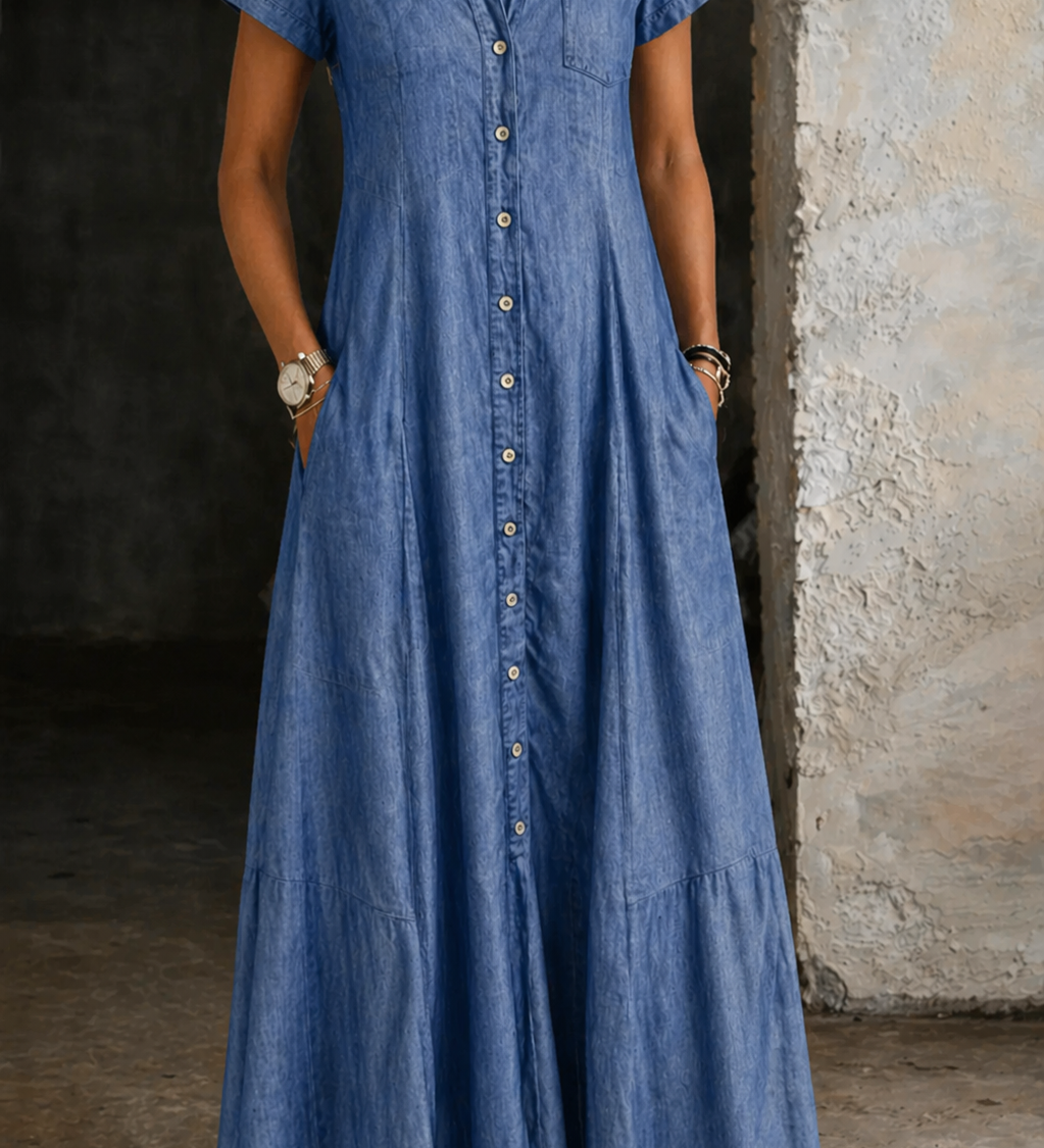 Paula — Long Denim Dress