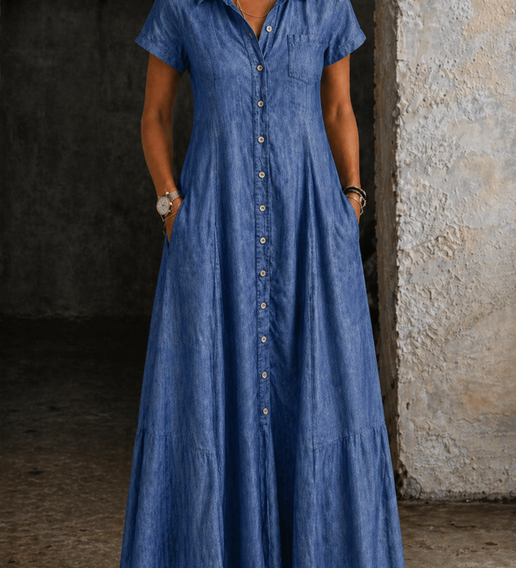 Paula — Long Denim Dress