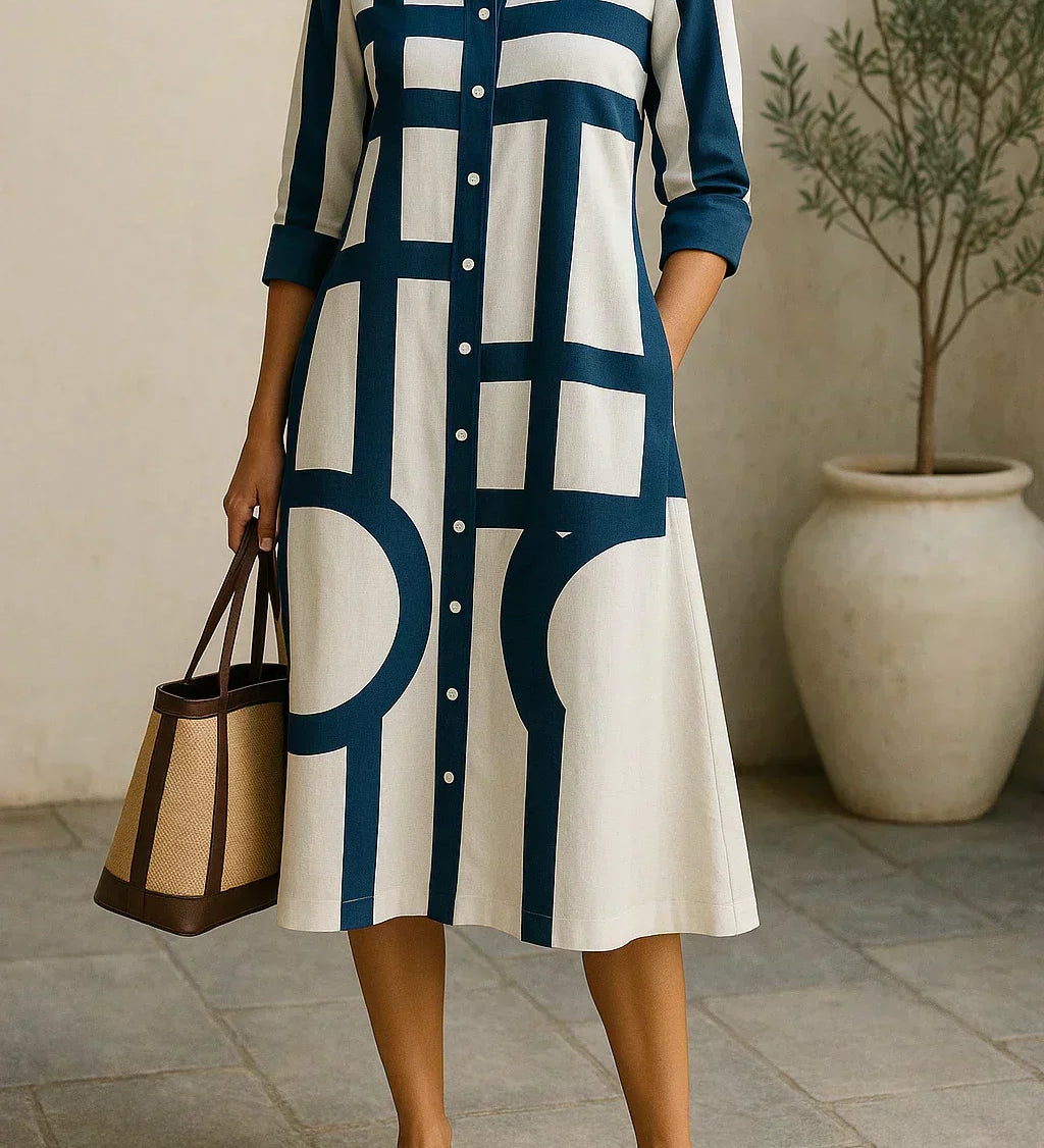 Orla — Shirt Dress with Geometric Print