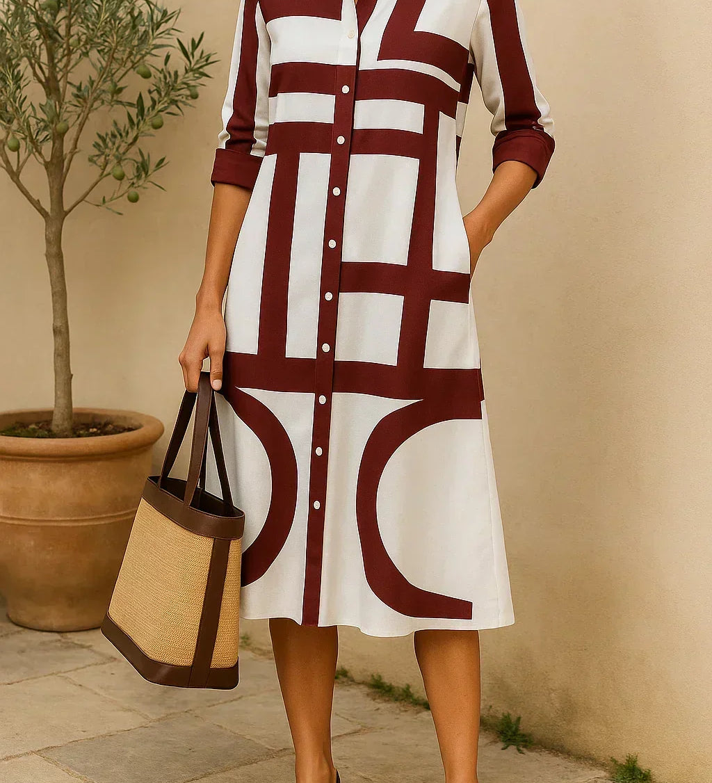 Orla — Shirt Dress with Geometric Print