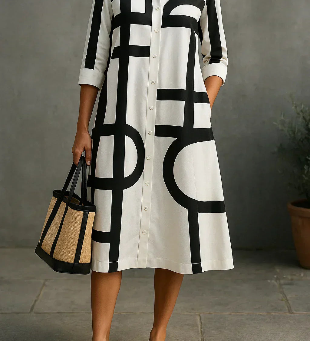 Orla — Shirt Dress with Geometric Print