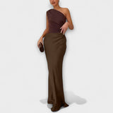 Elizabeth — Asymmetrical Satin Dress