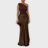 Elizabeth — Asymmetrical Satin Dress