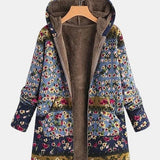 Leah — Boho Sherpa Hoodie with Floral Pattern