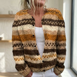 Beatrice — Cardigan with a Warm Striped Print and Buttons
