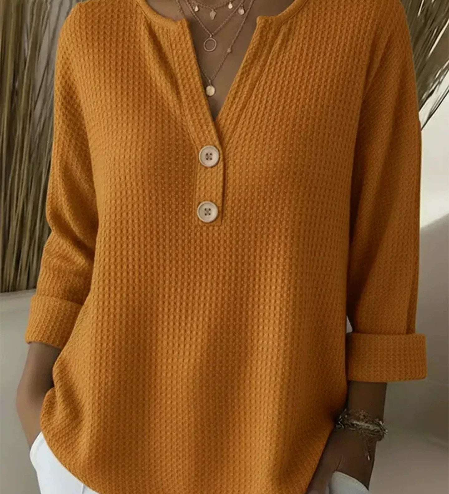 Sadhbh — Textured Henley Jumper