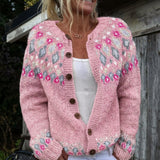Gráinne — Cardigan with Norwegian Print and Buttons