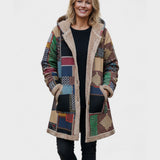 Frances — Cosy Patchwork Hoodie in Earth Tones