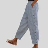 Nollaig — Striped Trousers with Buttons
