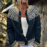 Theresa — Cardigan with Snowflake Print and Buttons