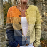 Deirdre — Cardigan with Geometric Block Print and Buttons