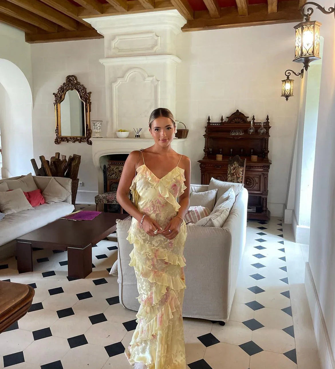 Treasa — Long Dress with Ruffles