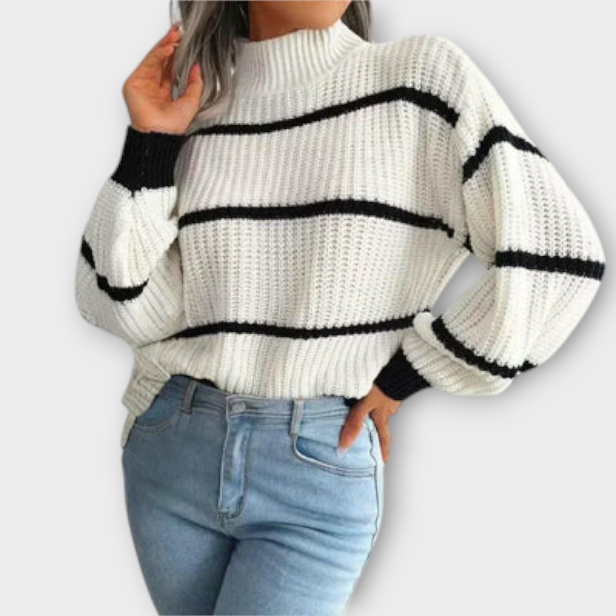 Caitríona — Striped Turtleneck Jumper