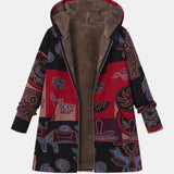 Bernadette — Boho Patchwork Hooded Coat with Abstract Pattern