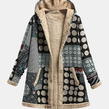 Helen — Monochrome Retro Fleece Jacket with Polka Dot Pattern