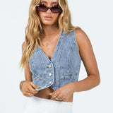 Ivy — Women Sleeveless Denim Crop Top