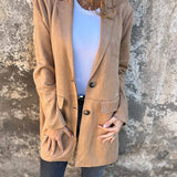 Siobhán — Long Suede-Look Coat