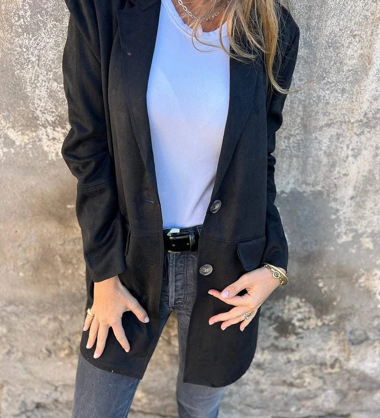 Siobhán — Long Suede-Look Coat