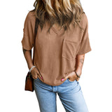 Geraldine — Casual Textured Pocket V-Neck Tee