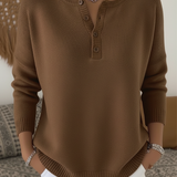 Éadaoin — Knitted Henley Button-Up Jumper