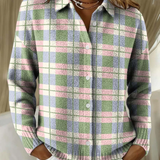 Laura — Pastel Checked Cardigan with Buttons