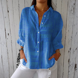 Holly — Modern Blue Striped Shirt