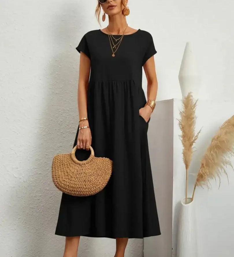 Hannah — Midi Dress with Pockets
