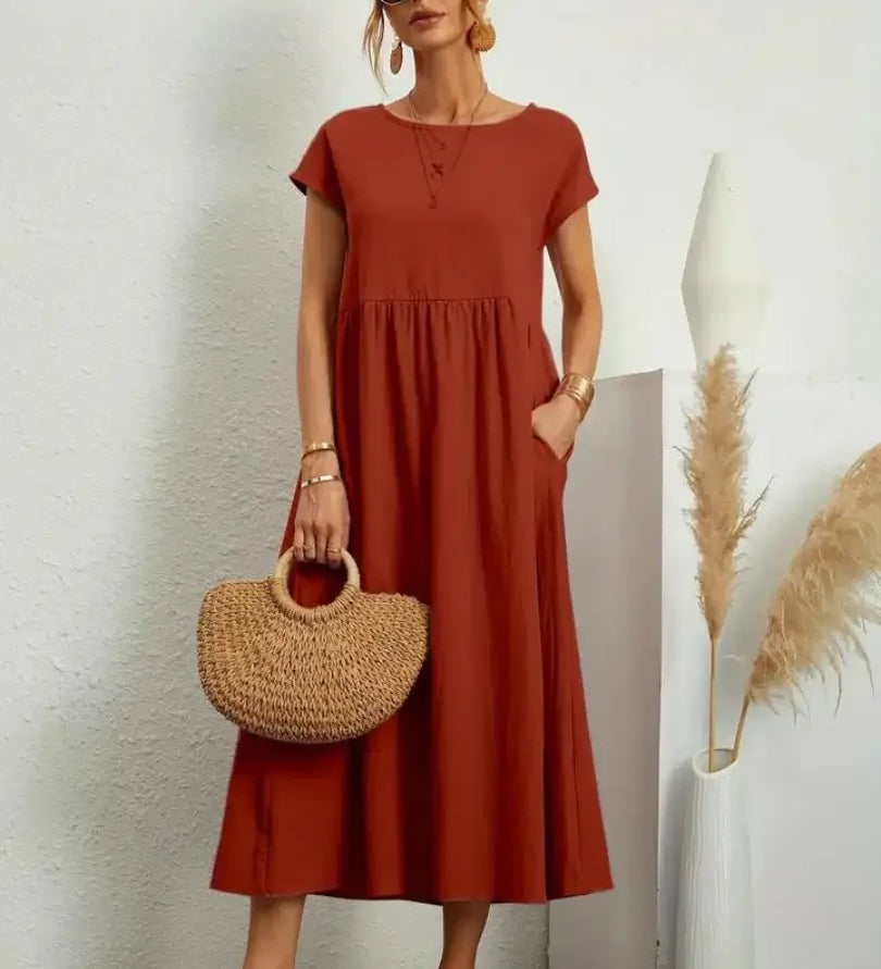 Hannah — Midi Dress with Pockets