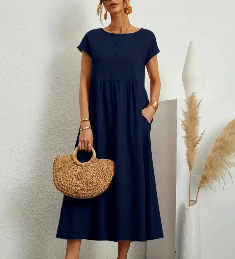 Hannah — Midi Dress with Pockets