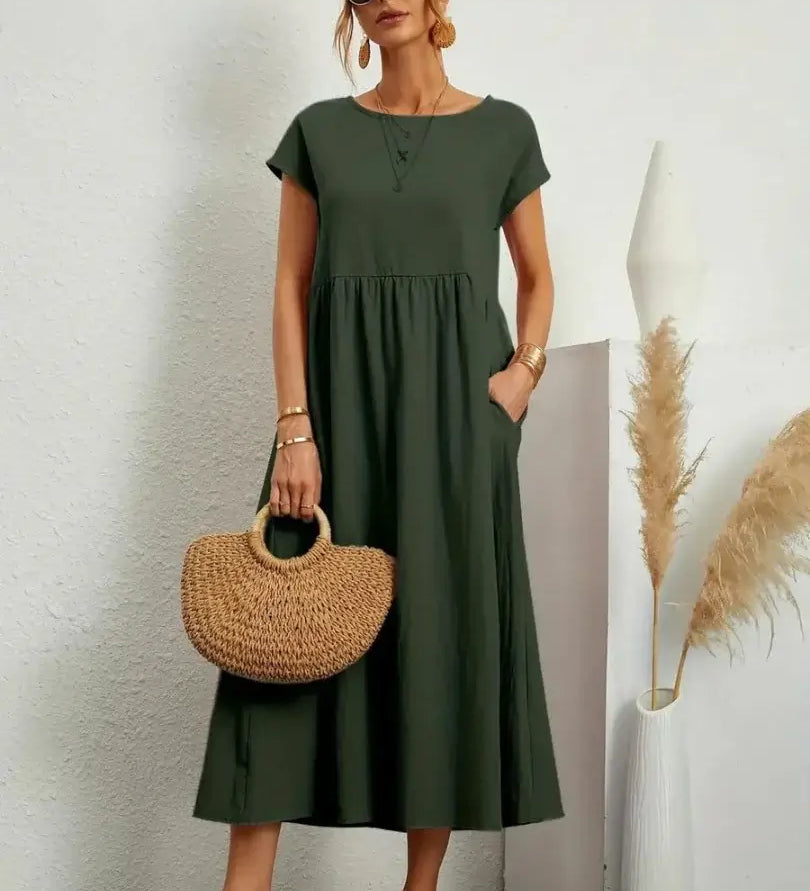 Hannah — Midi Dress with Pockets
