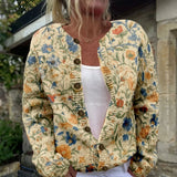 Nora — Cardigan with Floral Print in Embroidery Style and Buttons