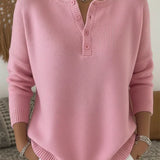 Éadaoin — Knitted Henley Button-Up Jumper
