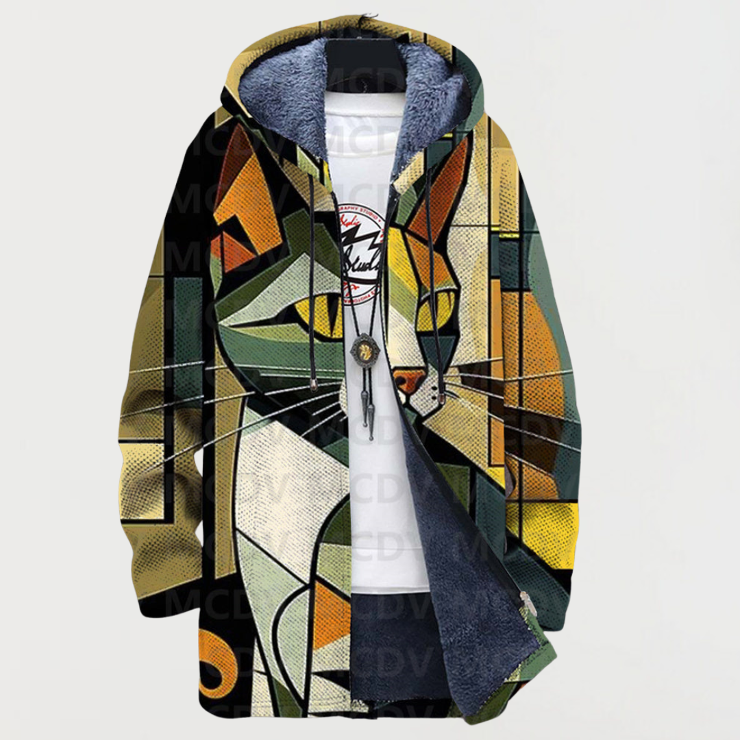 Nollaig — Jacket with Geometric Cat Pattern