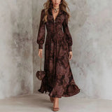 Amy — Elegant Print Long Sleeve Maxi Dress