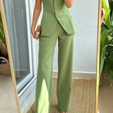 Ciara — Sleeveless Two-Piece Set with Buttons