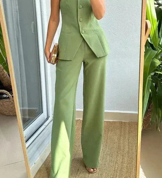 Ciara — Sleeveless Two-Piece Set with Buttons