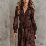 Amy — Elegant Print Long Sleeve Maxi Dress
