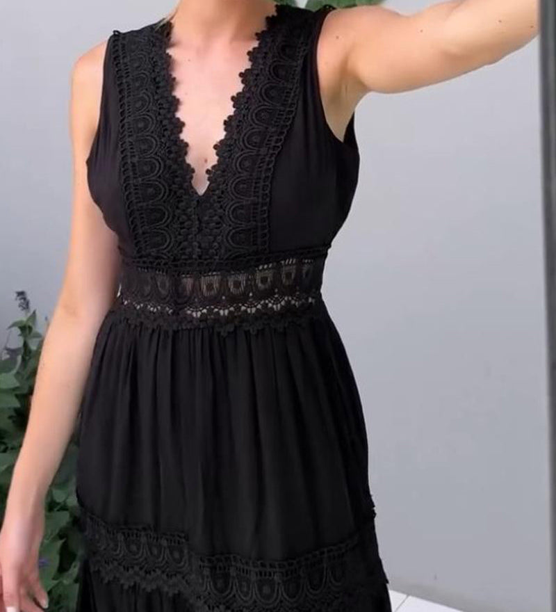 Nicola — Handcrafted Lace Dress with V-Neckline