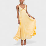 Alice — Yellow Pleated Maxi Dress