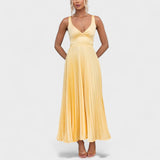 Alice — Yellow Pleated Maxi Dress