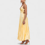 Alice — Yellow Pleated Maxi Dress